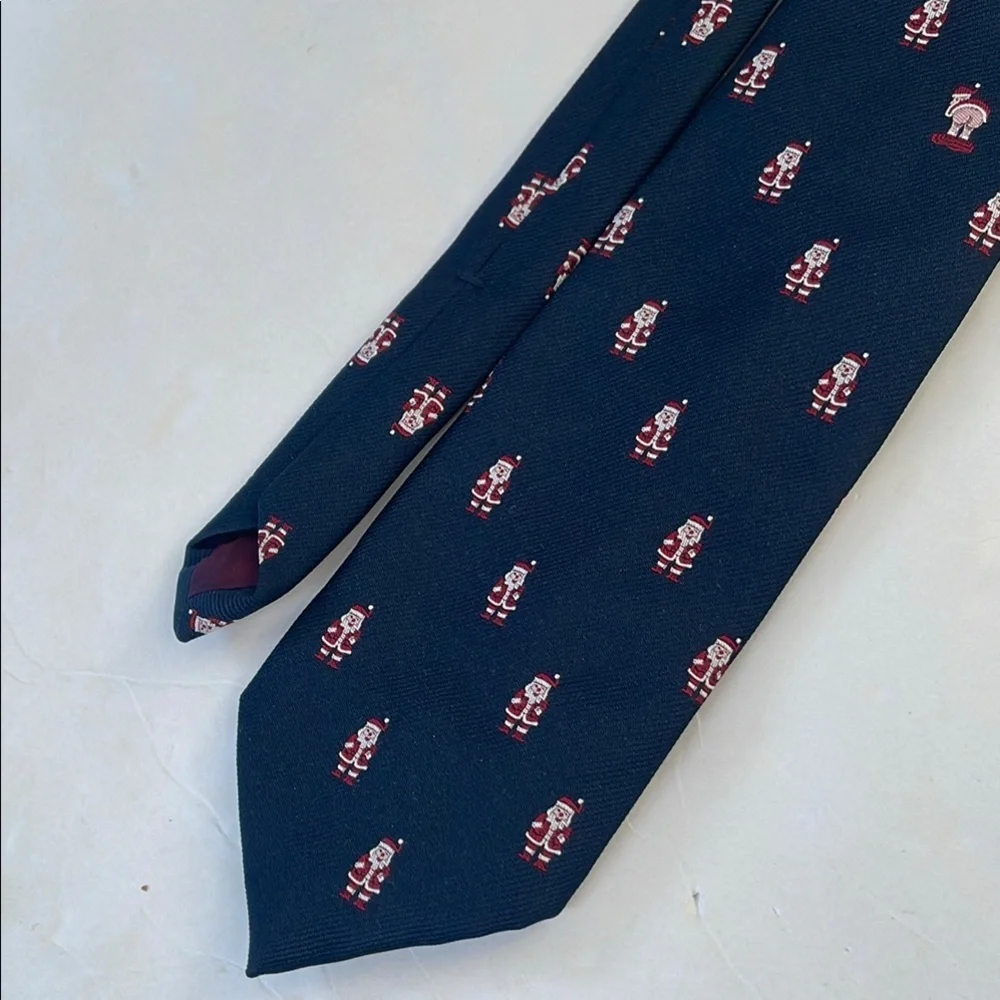 Chipmunk Creations Navy Blue and Red Patterned Santa Surprise Holiday Tie